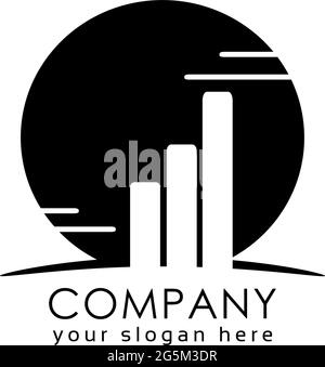 Balkendiagramm in Kreis-Logo-Vorlage, flache Designs Stock Vektor