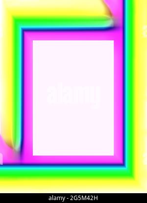 Lebendiger, mehrschichtiger, abstrakter vertikaler Rahmen in Neonfarbe Stockfoto