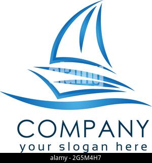 Linienschiff-Logo-Vorlage, Vektorgrafik auf weißem Hintergrund. Stock Vektor