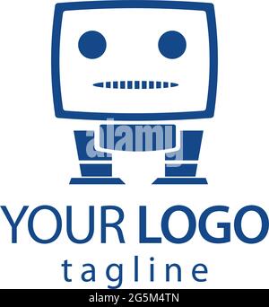 Roboter-Logo-Design. Blauer Roboter Stock Vektor