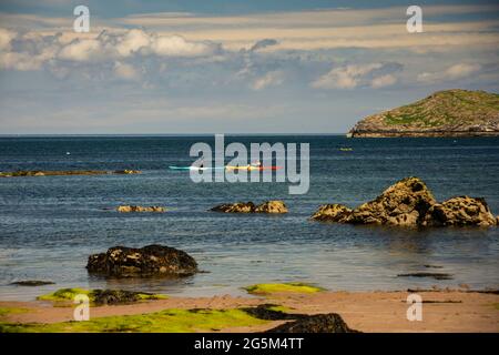 Unbekannte Kanufahrer im Firth of Forth vor der Küste von North Berwick, East Lothian, Schottland Stockfoto