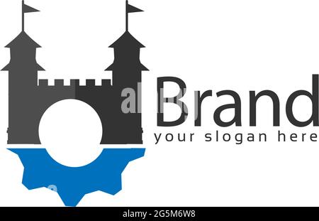 Defense Tech Logo Stock, flaches Design.. Vektorgrafik auf weißem Hintergrund Stock Vektor