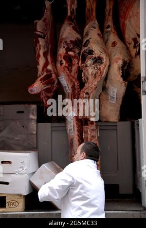 Kopenhagen/Dänemark/ 16. September 2015  Rüde aus Mogens Nielsen Kreaturslageri liefert Fleisch in der berühmten dänischen Metzgerei P.E.Metzgerei (Phot Stockfoto