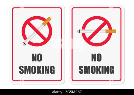 Vector No Smoking Area Schild, Symbol, Beschriftungssatz isoliert auf weißem Hintergrund. Realistische 3d-Zigarette. Rauchen Sie Hier Nicht. 31. Mai Weltnichtrauchertag Stock Vektor