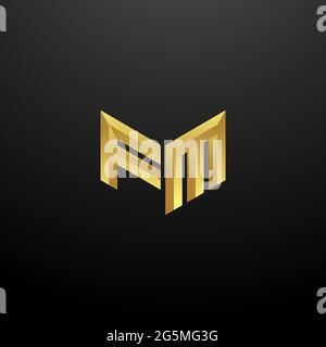 FM Logo Monogramm Buchstaben Initialen Design-Vorlage mit Gold und schwarzem Hintergrund Vektor-Symbol modern Stock Vektor