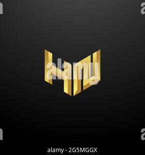 HN Logo Monogramm Buchstaben Initialen Design-Vorlage mit Gold und schwarzem Hintergrund Vektor-Symbol modern Stock Vektor