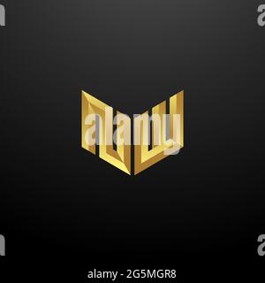 NW Logo Monogramm Buchstaben Initialen Design-Vorlage mit Gold und schwarzem Hintergrund Vektor-Symbol modern Stock Vektor