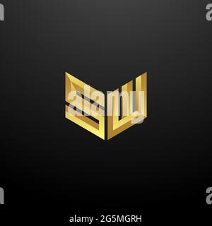 SW-Logo Monogramm Buchstaben Initialen Design-Vorlage mit Gold und schwarzem Hintergrund Vektor-Symbol modern Stock Vektor