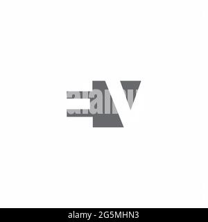 EV-Logo-Monogramm mit negativem Raum Stil Design-Vorlage isoliert auf weißem Hintergrund Stock Vektor