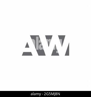 AW-Logo-Monogramm mit negativem Raum-Design-Vorlage isoliert auf weißem Hintergrund Stock Vektor