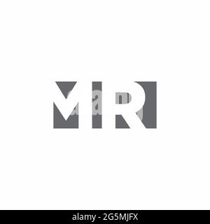 MR-Logo-Monogramm mit Designvorlage im Stil eines Negativraumes, isoliert auf weißem Hintergrund Stock Vektor