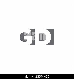GD-Logo-Monogramm mit negativer Designvorlage im Raummstil, isoliert auf weißem Hintergrund Stock Vektor