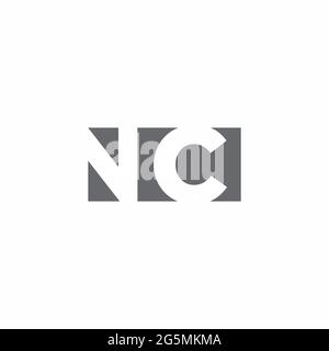NC-Logo-Monogramm mit negativem Raum Stil Designvorlage isoliert auf weißem Hintergrund Stock Vektor