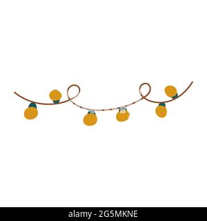 Festliche Girlande von Glühbirnen handgezeichneten Vektor Stock Vektor