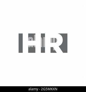 HR-Logo-Monogramm mit Designvorlage im Stil eines Negativraumes auf weißem Hintergrund isoliert Stock Vektor
