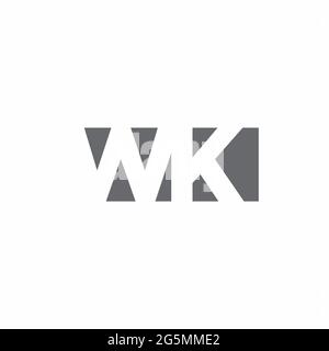 WK-Logo-Monogramm mit negativem Raum Stil Design-Vorlage isoliert auf weißem Hintergrund Stock Vektor