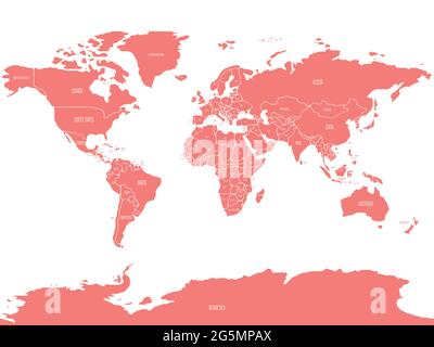 Vereinfachte Weltkarte mit glatten Grenzen Stock Vektor