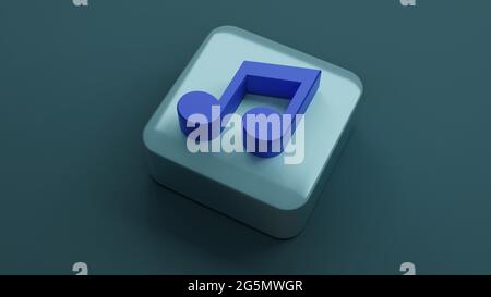 Musiknoten, Lied, Melodiesymbol auf quadratischer Form, 3d-Rendering Stockfoto