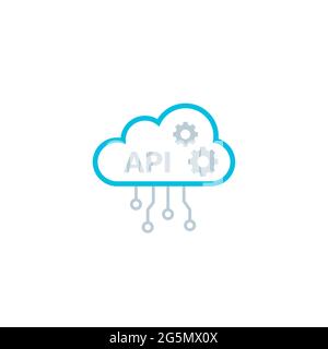 API Cloud Integration Icon Datenprozess. Flaches Vektor Web API Cloud System Piktogramm Stock Vektor