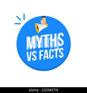 Mythen und Fakten Logo Vektor Megaphon Hintergrund. Überprüfen Sie Tatsache Wahrheit gefälschte Konzept Stock Vektor
