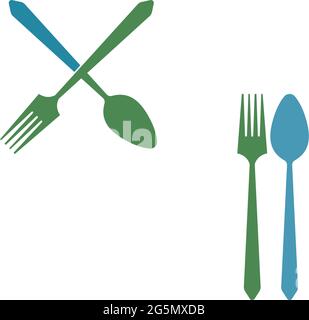 Vektor-Vorlage für Gabel- und Löffel-Symbol-Design Stock Vektor
