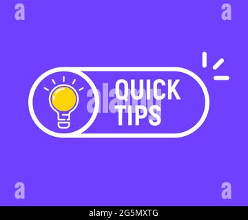 QuickTip-Vektor-Symbol-Glühlampe. Fakten Tipp Idee Linie Symbol Logo Leitfaden Stock Vektor