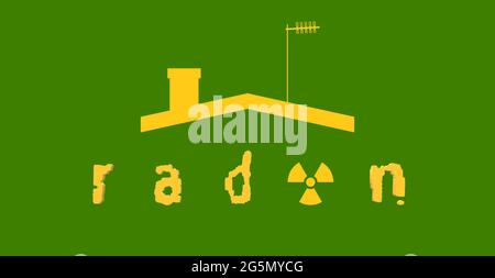 EDELGAS. RADON-Detailbild. Radon, ein Schadstoff, der die Luftqualität in Innenräumen weltweit beeinträchtigt. Gefahr einer möglichen Anhäufung im Haus. Stockfoto