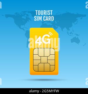 4g sim Card World Prepaid Internet GSM Telefon-Technologie. Simcard Satellite Global Network Stock Vektor