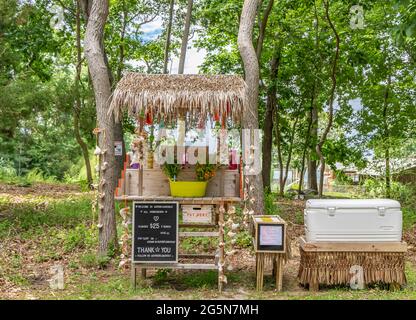 Shelter Island Farm Stand am Hay Beach Stockfoto