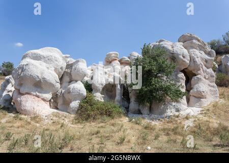 Rockphänomen 'The Kiss' Teil der Steinhochzeit in den Rhodopen Stockfoto