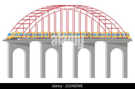 Skytrain auf der Brücke isoliert auf Weiß. Stock Vektor