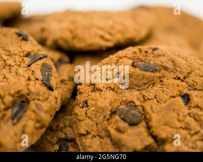 Nahaufnahme des Hintergrunds der Stapelkeks. Stockfoto