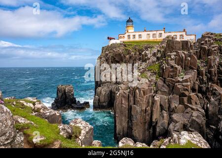 Landschaftlich Point Lighthouse, Isle Of Skye, Schottland, UK Stockfoto