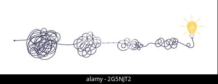 Komplexe einfache Weg von Anfang bis Idee. Stock Vektor