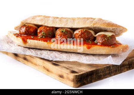 Fleischbällchen-Sandwich isoliert auf weißem Backgroun Stockfoto