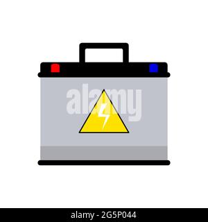 Kfz-Batteriesymbol auf weißem Hintergrund. Isolierter Strommakkumulator. Stock Vektor