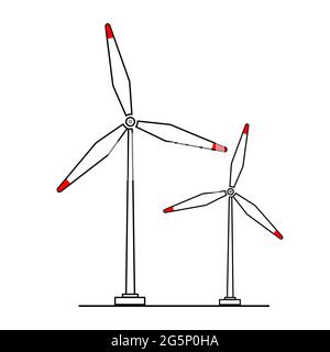 Windkraft-Symbol. Windmühle Symbol auf weißem Hintergrund. Vektor Silhouette Windturbine. Stock Vektor