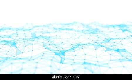 Blauer digitaler Hintergrund. Netzwerkverbindungsstruktur. 3D-Rendering. Stockfoto