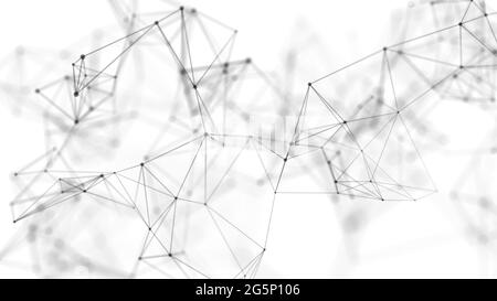 Abstrakter Technologiehintergrund. Netzwerkverbindungsstruktur. 3D-Rendering. Stockfoto