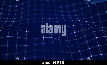 Blauer digitaler Hintergrund. Netzwerkverbindungsstruktur. 3D-Rendering. Stockfoto