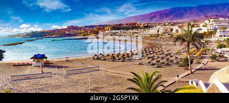 Malerische Landschaft Costa Adeje.Teneriffa, Kanarische Inseln, Spanien.spanische Strände Stockfoto