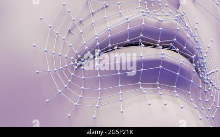 3D Illustration der plastischen Chirurgie. Mesh und Linien in der Haut und Verfahren, um Falten und Lippen ästhetische Mängel zu beseitigen.Anti-Aging-Ästhetik. Stockfoto