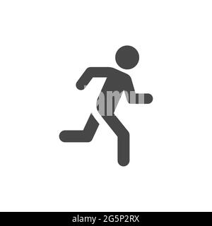 „Running man“, schwarzes Vektorsymbol. Einfache Person auf einem Lauf-Symbol. Stock Vektor