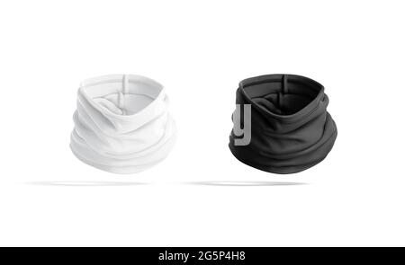 Blank schwarz und weiß gefaltet Hals Gamaiter mockup, keine Schwerkraft Stockfoto