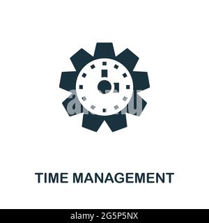 Symbol „Zeitverwaltung“. Einfaches kreatives Element. Ausgefülltes monochromes Zeitmanagement-Symbol für Vorlagen, Infografiken und Banner Stock Vektor