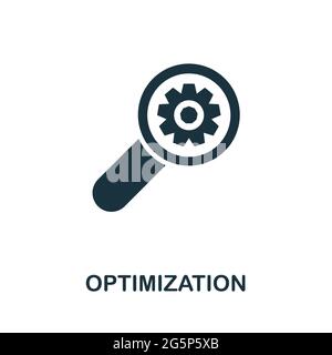 Optimierungssymbol. Einfaches kreatives Element. Ausgefülltes monochromes Optimierungssymbol für Vorlagen, Infografiken und Banner Stock Vektor