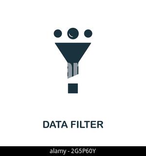 Symbol für Datenfilter. Einfaches kreatives Element. Ausgefülltes monochromes Datenfiltersymbol für Vorlagen, Infografiken und Banner Stock Vektor