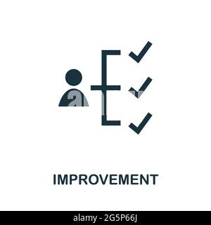 Symbol „Verbesserung“. Einfaches kreatives Element. Ausgefülltes monochromes Verbesserungssymbol für Vorlagen, Infografiken und Banner Stock Vektor