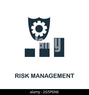 Symbol für Risikomanagement. Einfaches kreatives Element. Ausgefülltes monochromes Risikomanagementsymbol für Vorlagen, Infografiken und Banner Stock Vektor