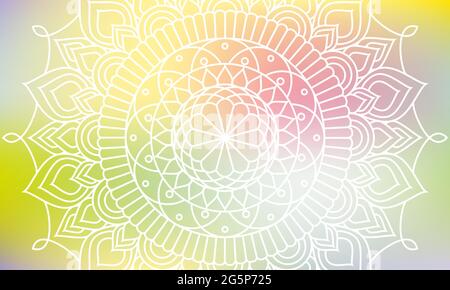 Verträumte Gradienten-Tapete mit Mandala-Muster. Vektor Hintergrund für Yoga, Meditationsposter. Schönes Vektor-Muster mit Ornament Mandala. Kann sein Stock Vektor